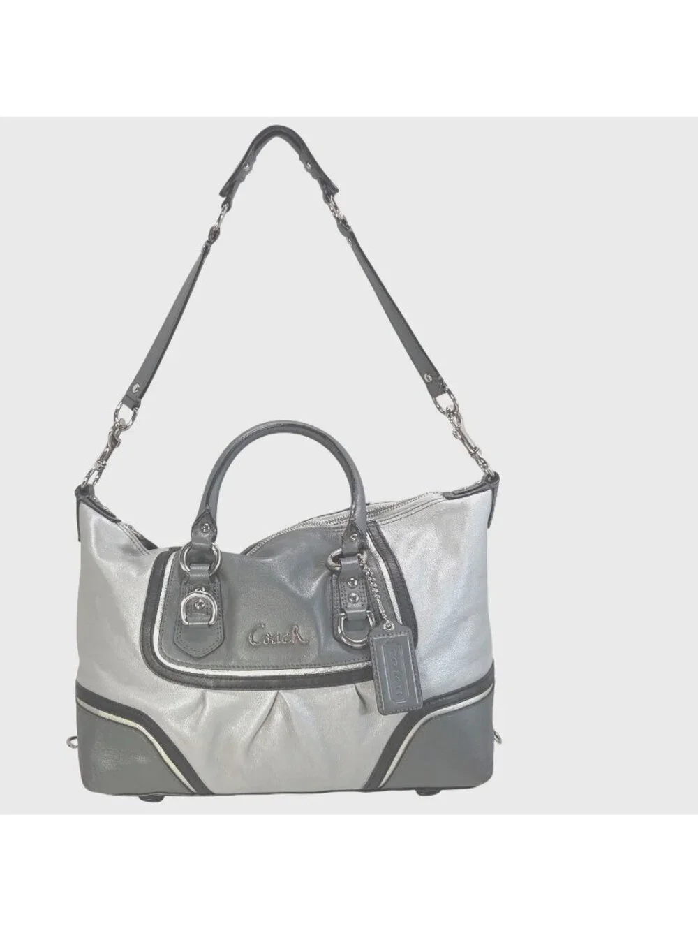 Coach 2012 Ashley Spectator 2-Way Gray Leather Satchel Bag Purse F17455